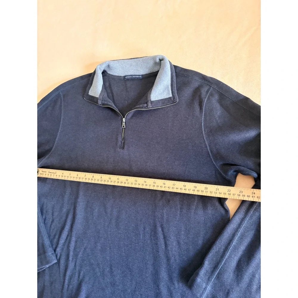 Banana Republic Mens Quarter Zip Pullover Dark Grey Cotton Knit Large